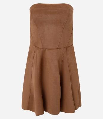 Vestido Curto em Suede Corsetado com Lastex