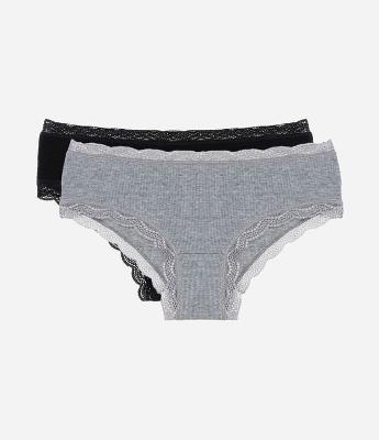 Kit 02 Calcinhas Boyshort em Viscose com Detalhes em Renda