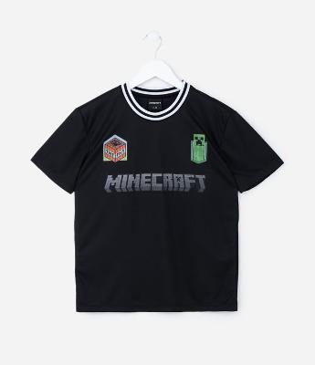 Camiseta Esportiva Infantil com Estampa Minecraft - Tam 5 a 14 anos