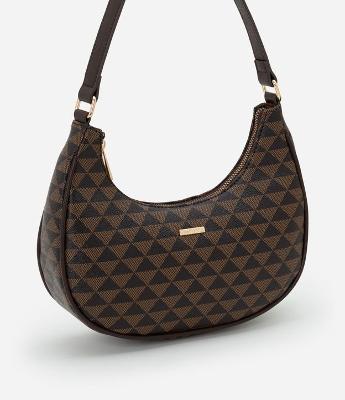 Bolsa Baguete Pequena com Estampa Triângulos