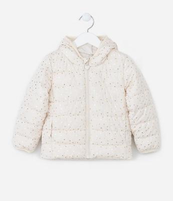 Jaqueta Puffer Infantil com Poá Metalizado - Tam 1 a 5 Anos