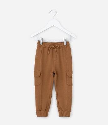 Calça Infantil com Bolsos Cargo e Recortes - Tam 1 a 5  Anos