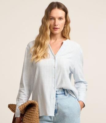 Camisa em Viscolinho Listrada