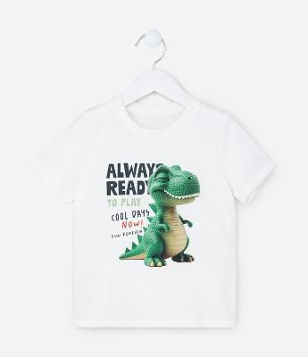 Camiseta Infantil com Estampa Dino 3D - Tam 1 a 6 Anos
