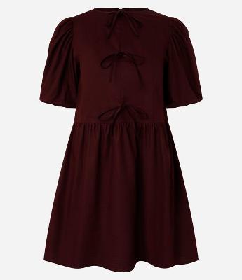Vestido em Tricoline com Mangas Bufantes e Lacinhos