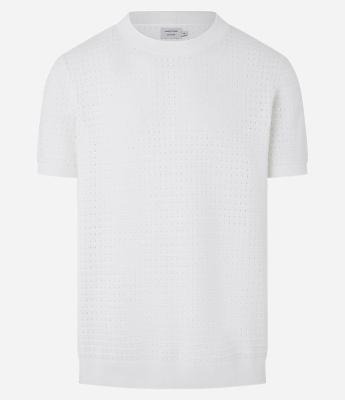 Camiseta Regular em Algodão com Textura em Furinhos
