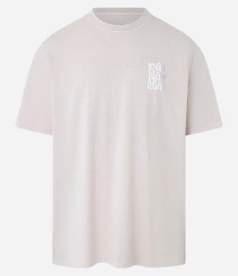 Camiseta Relaxed em Algodão Estonado com Ícones de Praia