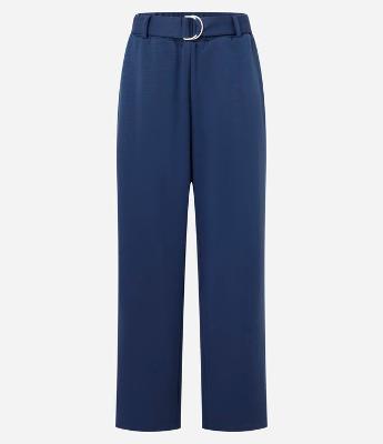 Calça Reta em Viscose com Faixa e Fivela