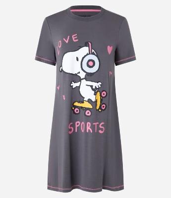 Camisola Curta em Viscose com Estampa Snoopy