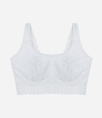 Sutiã Top Alongado Sem Bojo em Renda Curve e Plus Size
