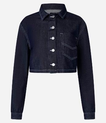 Camisa Cropped em Jeans com Pespontos Contrastantes