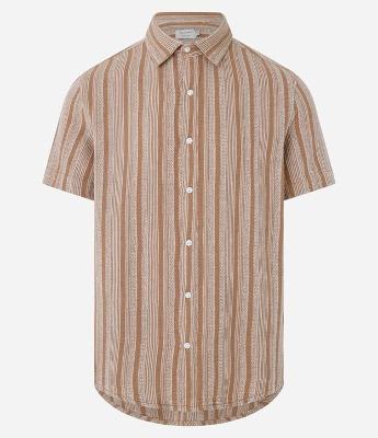 Camisa Regular em Algodão com Listras Verticais