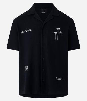 Camisa Boxy em Jacquard com Estampa Bordada Coqueiros