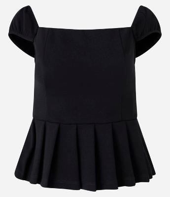 Blusa Curta em Crepe com Pregas na Barra