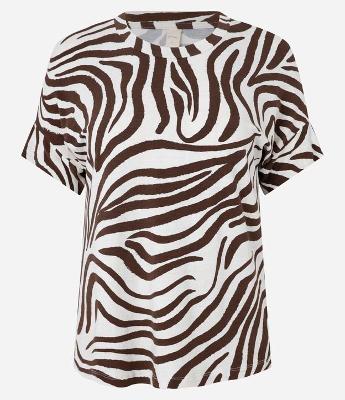 Blusa em Viscose Manga Curta com Estampa de Zebra
