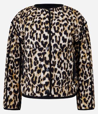 Jaqueta Trucker em Twill Animal Print com Bolsos