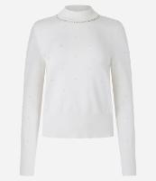 Suéter em Tricô com Gola Alta e Aplicação de Pérolas e Strass - 1