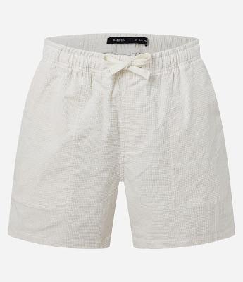 Bermuda Slim em Veludo Cotelê com Cós Elástico e Textura Xadrez