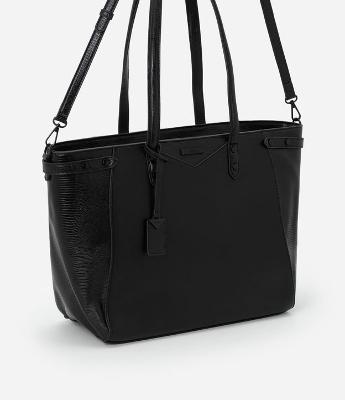 Bolsa Grande em PU com Dois Tamanhos de Alça e Fechamento em Zíper
