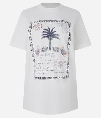 Camiseta em Algodão com Estampa de Coqueiro