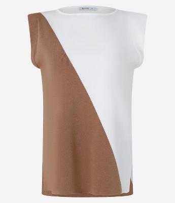 Blusa em Tricô com com Bloco de Cor Bicolor