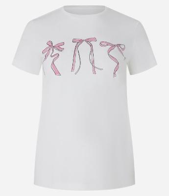 Blusa Baby Look com Estampa de Lacinhos