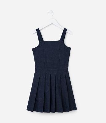 Vestido Infantil com Preguinhas - Tam 5 a 14 Anos
