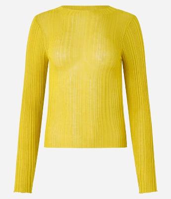 Blusa Tricô Canelada com Gola Alta