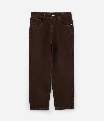 Calça Baggy em Sarja com Bolsos