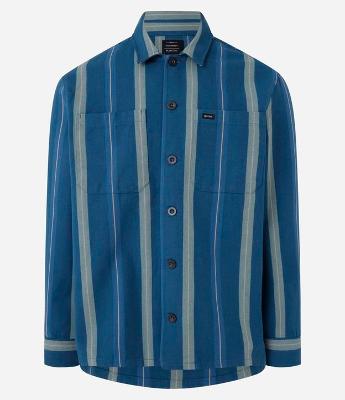 Camisa Relaxed Overshirt com Bolsos e Listras