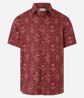 Camisa Regula em Viscose com Textura e Estampa de Lenço