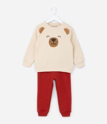 Conjunto Infantil com Estampa Interativa de Ursinho com Orelhas - Tam 1 a 6 Anos