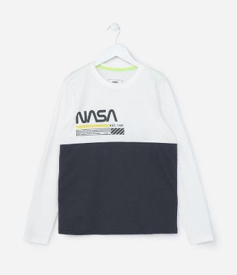 Camiseta Comfort Infantil com Estampa Nasa - Tam 5 a 14 Anos