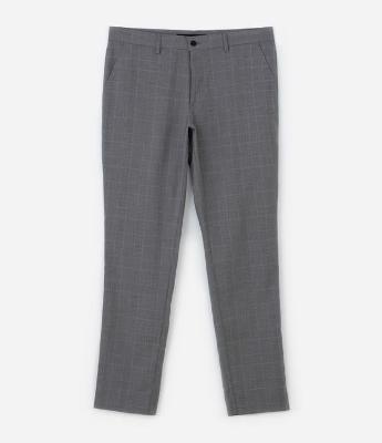 Calça Slim em Alfaiataria com Xadrez Fio Tinto