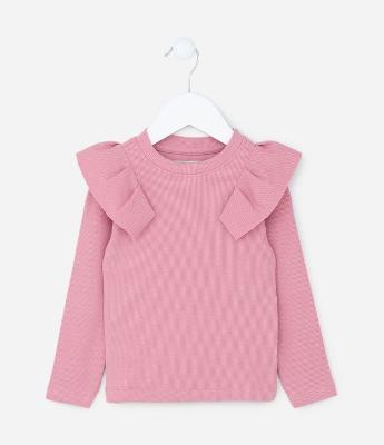 Blusa Infantil em Ribana com Babadinhos - Tam 1 a 5 Anos