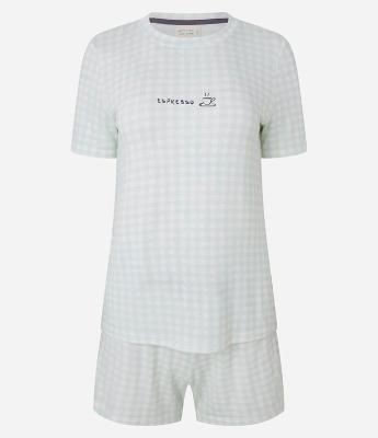 Pijama Short Doll em Viscolycra com Estampa Xadrez