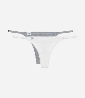 Kit 02 Calcinhas String em Viscolycra Canelada