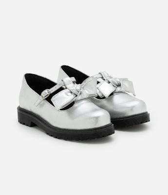 Sapato Oxford Infantil Metalizado com Lacinho - Tam 25 a 32