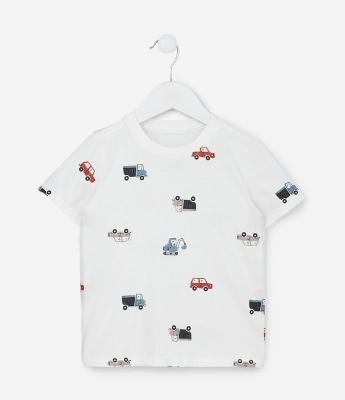 Camiseta Infantil com Estampa Carrinhos - Tam 1 a 6 Anos