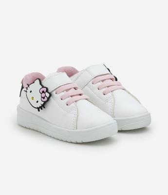 Tênis Infantil com Velcro e Patch da Hello Kitty - Tam 20 a 27
