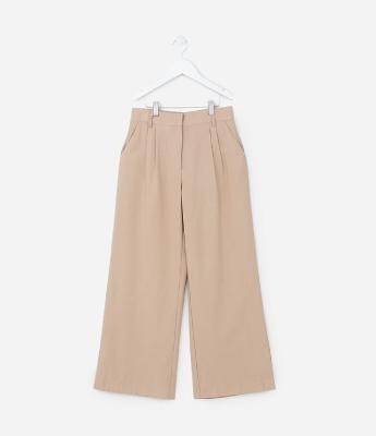 Calça Wide Leg Infantil em Alfaiataria com Pregas - Tam 5 a 14 Anos