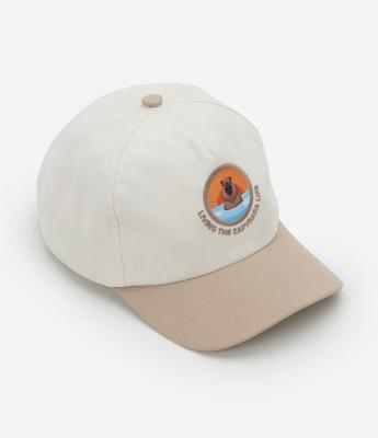 Boné Infantil Aba Curva com Bordado Capivara - Tam Único
