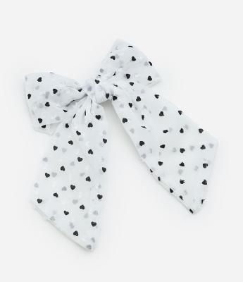 Presilha de Cabelo Infantil Laço com Estampa Mini Corações - Tam Único