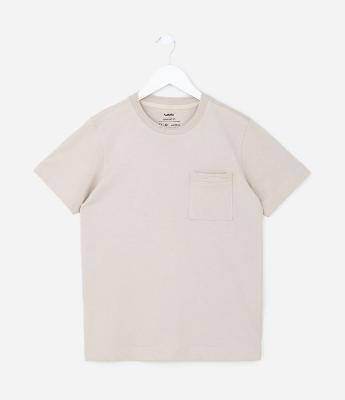 Camiseta Básica Infantil em Algodão com Bolsinho - Tam 5 a 14 anos