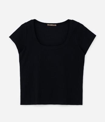 Blusa em Ribana com Decote Curve & Plus Size