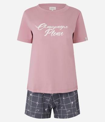 Pijama Short Doll com Lettering Champagne Please
