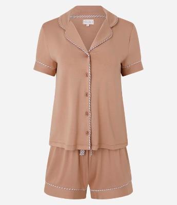 Pijama Short Doll em Viscolycra com Viés Listrado
