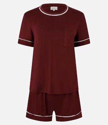 Pijama Short Doll em Viscolycra com Viés Contrastante