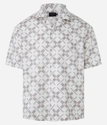 Camisa Boxy em Viscose com Textura e Estampa Geométrica