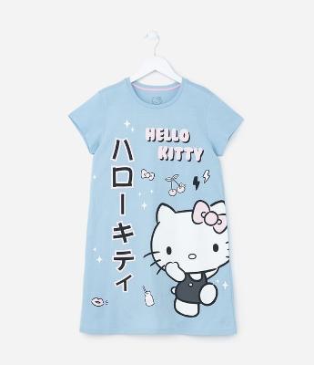 Camisola Infantil em Algodão com Estampa Hello Kitty - Tam 5 a 16 Anos
